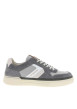 Thumbnail Tennis grises en cuir à talon plat avec des lacets et logo imprimé