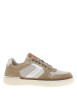 Thumbnail Tennis beiges et marron en cuir avec un talon plat et des lacets