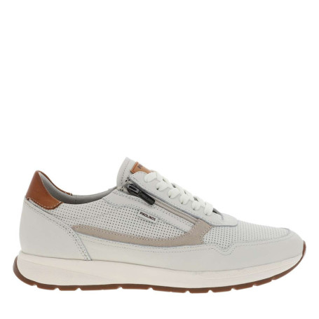 Baskets running blanches en cuir à talon plat...