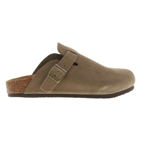 Sabots Sahara en cuir taupe avec un talon plat...