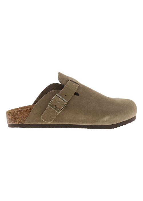 Sabots Sahara en cuir taupe avec un talon plat...
