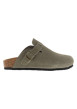 Thumbnail Sabots Sahara en cuir kaki avec une semelle plate et à boucle à ardillon