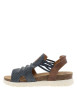 Thumbnail Nu-pieds bleu marine à semelle compensé bas et à bandes élastiquées - Image 2