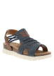 Thumbnail Nu-pieds bleu marine à semelle compensé bas et à bandes élastiquées - Image 3