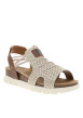 Thumbnail Nu-pieds beiges à semelle compensé bas et à bandes élastiquées - Image 3