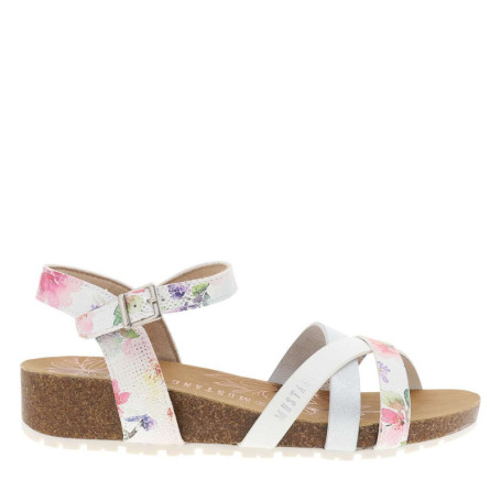 Nu-pieds blancs à semelle compensée bas et à...