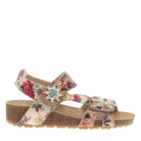 Nu-pieds multicolors à semelle compensé bas et...