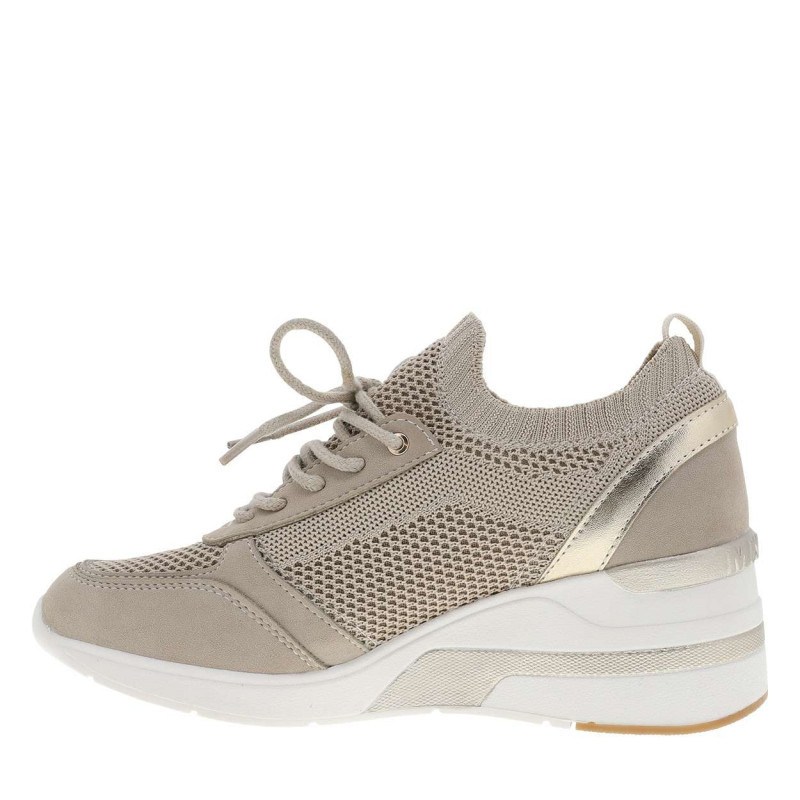 Mustang - Sneakers Beiges Avec Un Talon Semi-compensée Et Des Lacets Ronds - Beige Mustang - Sneakers Beiges Avec Un Talon Semi-compensée Et Des Lacets Ronds - Beige