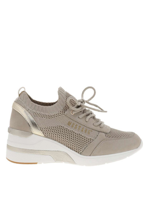 Sneakers beiges avec un talon semi-compensée et...