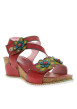 Thumbnail Nu-pieds en cuir rouge à semelle compensé et à bandes auto-agrippantes - Image 3