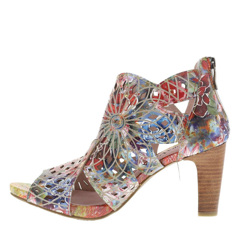 Laura Vita - Nu-pieds En Cuir Multicolores à Semelle Décroché Haut Et à Zip - Multicolore Laura Vita - Nu-pieds En Cuir Multicolores à Semelle Décroché Haut Et à Zip - Multicolore