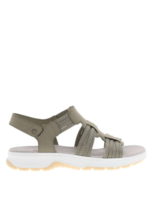 Nu-pieds kaki à semelle plate et une bande...