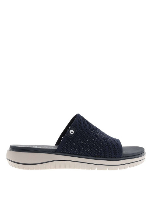 Mules bleu marine à semelle compensée bas avec...