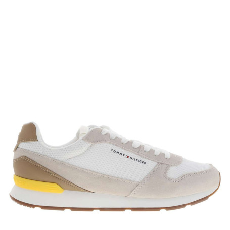 Baskets blanches et beiges en cuir avec un...