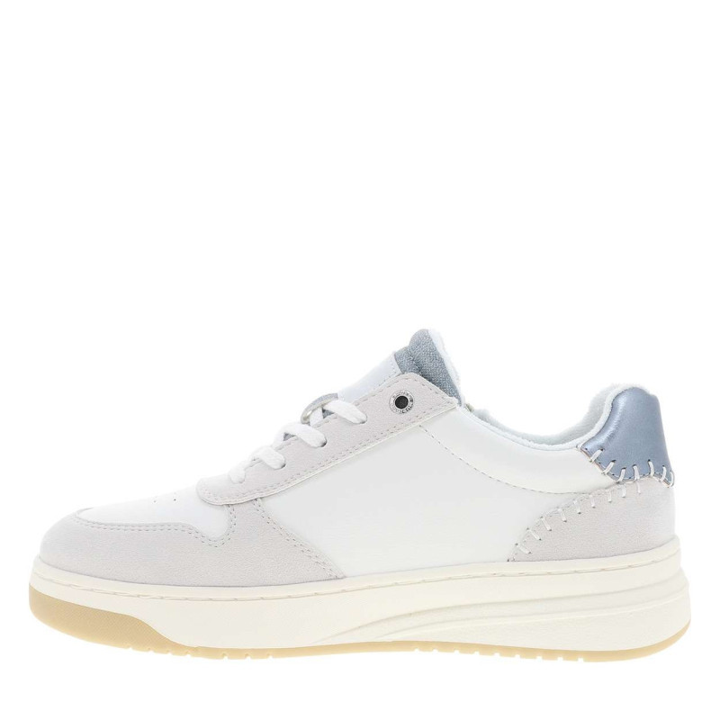 Mustang - Sneakers Blanches à Talon Plat Avec Une Fermeture à Lacets Et Un Zip Vertical - Blanc Mustang - Sneakers Blanches à Talon Plat Avec Une Fermeture à Lacets Et Un Zip Vertical - Blanc