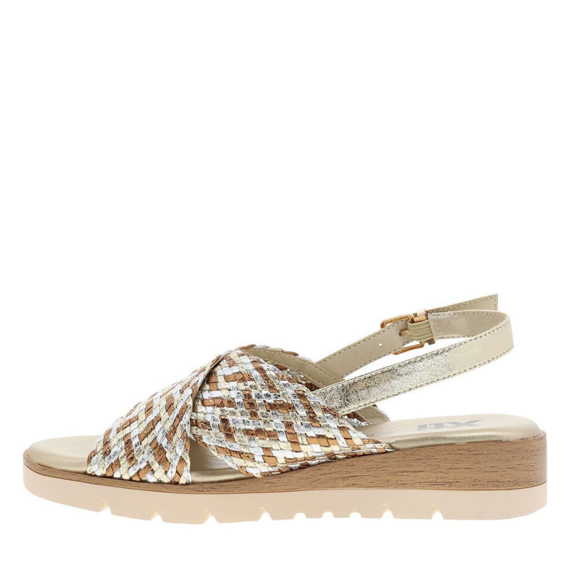 Xti - Nu-pieds Or Avec Un Talon Compensé Bas Et Une Boucle à Ardillon - Doré Xti - Nu-pieds Or Avec Un Talon Compensé Bas Et Une Boucle à Ardillon - Doré