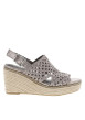 Thumbnail Nu-pieds bronze à talon compensé haut avec une boucle à ardillon