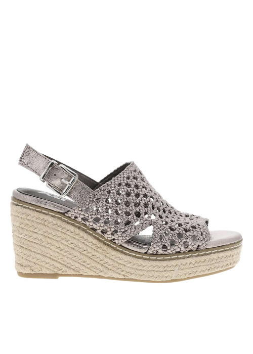 Nu-pieds bronze à talon compensé haut avec une boucle à ardillon