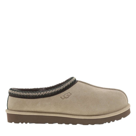 Mules en cuir sable à talon plat avec le col...