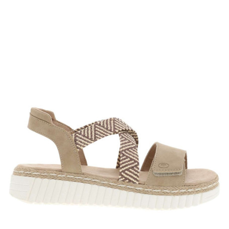 Nu-pieds sable à semelle compensé bas et à...
