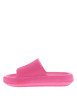 Thumbnail Mules fuchsia à semelle plate avec un logo à l'intérieur et une matière texturée - Image 2