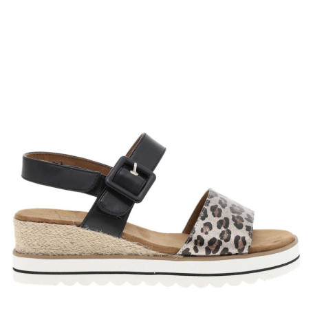 Nu-pieds noir et marron à talon compensé bas...