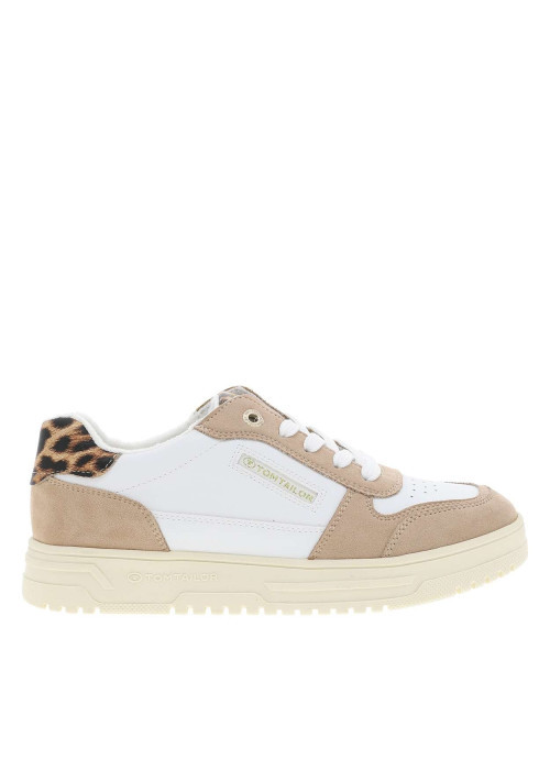 Sneakers blanches à talon plat avec des lacets...
