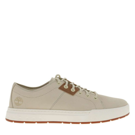 Tennis beiges en cuir avec un talon plat et des...