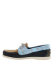 Thumbnail Mocassins bateau bleu marine en cuir avec un talon plat et à slip-on - Image 2