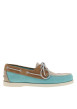 Thumbnail Mocassins bateau bleues en cuir avec un talon plat et à slip-on