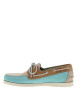 Thumbnail Mocassins bateau bleues en cuir avec un talon plat et à slip-on - Image 2