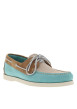 Thumbnail Mocassins bateau bleues en cuir avec un talon plat et à slip-on - Image 3