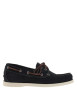 Thumbnail Mocassins bateau noires en cuir avec un talon plat et à slip-on