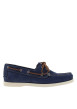 Thumbnail Mocassins bateau bleues en cuir avec un talon plat et à slip-on