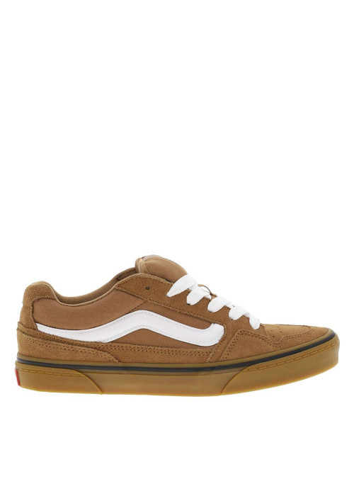 Baskets skate en cuir camel à talon plat avec une fermeture à lacets