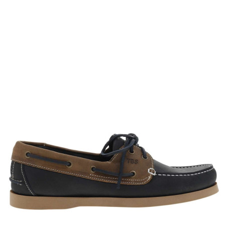 Mocassins bateau en cuir bleu marine à semelle...