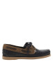 Thumbnail Mocassins bateau en cuir bleu marine à semelle à plate et à lacets