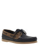 Thumbnail Mocassins bateau en cuir bleu marine à semelle à plate et à lacets - Image 3