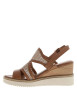 Thumbnail Nu-pieds en cuir cognac à semelle compensé et à boucle à ardillon - Image 2
