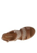 Thumbnail Nu-pieds en cuir cognac à semelle compensé et à boucle à ardillon - Image 4