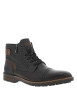 Thumbnail Bottines en cuir grises à talon décroché bas avec des lacets et 2 zips latéraux - Image 3