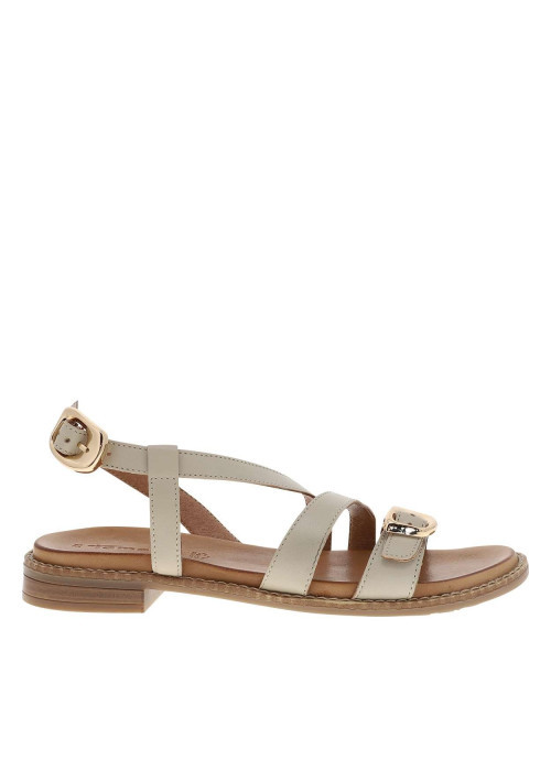 Nu-pieds en cuir ivoire à semelle décroché bas...