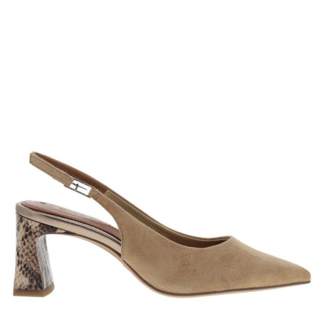 Escarpins sable en cuir avec arrière ouvert et...