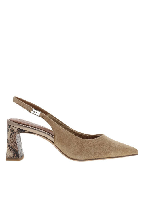 Escarpins sable en cuir avec arrière ouvert et...