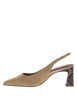 Thumbnail Escarpins sable en cuir avec arrière ouvert et à talon décroché moyen - Image 2