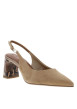 Thumbnail Escarpins sable en cuir avec arrière ouvert et à talon décroché moyen - Image 3