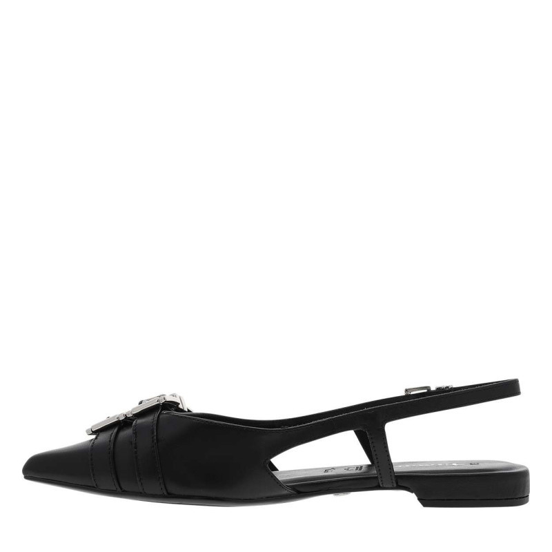 Tamaris - Ballerines Noires En Cuire Avec Arrière Ouvert Et à Talon Plat - Noir Tamaris - Ballerines Noires En Cuire Avec Arrière Ouvert Et à Talon Plat - Noir