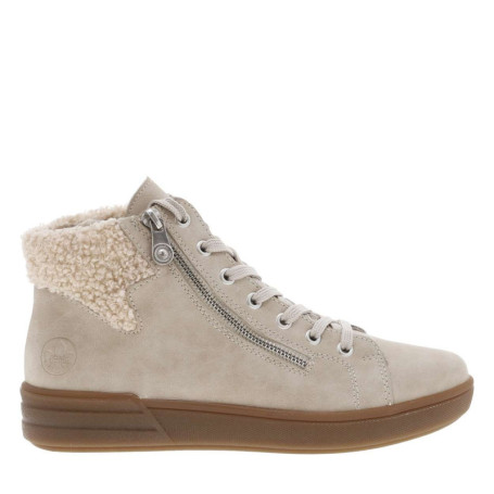 Bottines beiges à talon plat avec des lacets et...