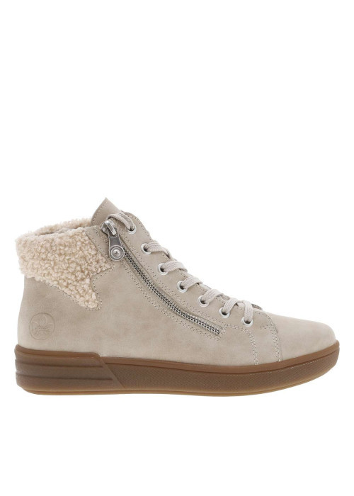 Bottines beiges à talon plat avec des lacets et...