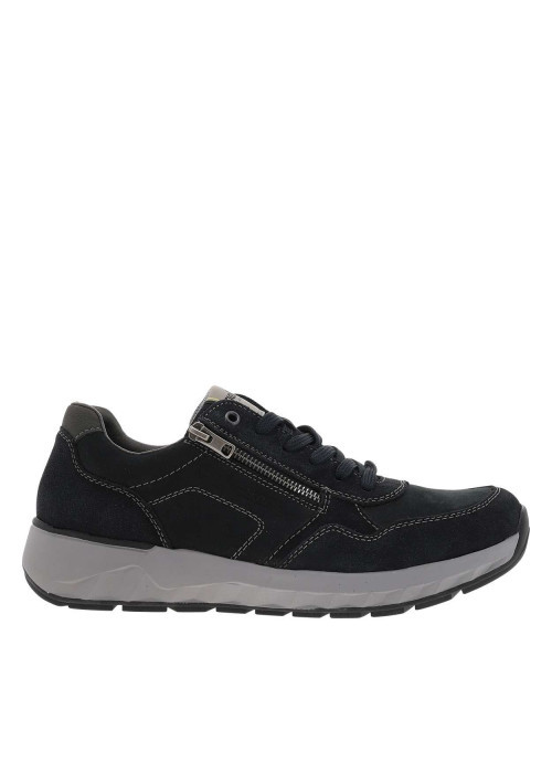 Sneakers en cuir noires avec semelle à talon compensé bas et zip latéral
